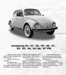 Copywriting tip from Volkswagen ad from 1960s